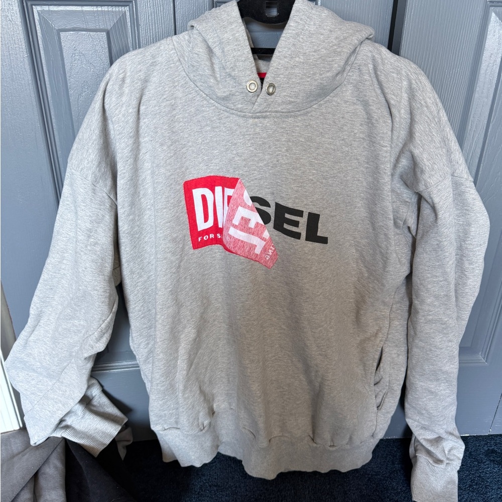 Diesel Heather Gray Sweatshirt with Red Accents